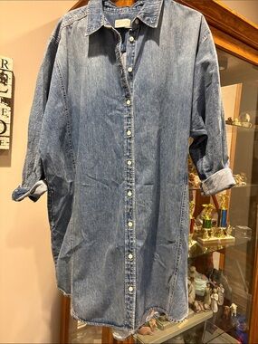 Universal Thread Light Blue Denim Button-Down Shirt Dress